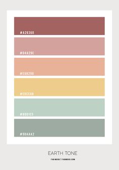 the earth tone palette is shown in shades of pink, yellow and green