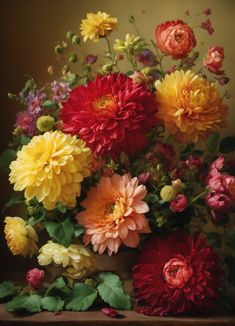 a vase filled with lots of colorful flowers