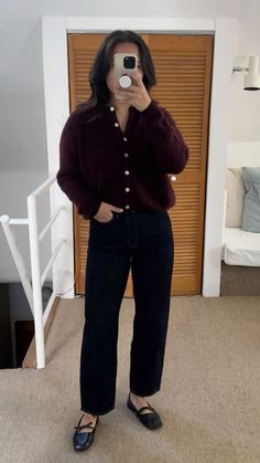 Cable Knit Sweater Outfit Work, Tall Boot Work Outfit, Burgundy Cardigan Outfit Work, Black Turtle Neck Layered Outfit, Warm Professional Outfit, Navy Cardigan Outfit Work, Cold Teacher Outfit, Button Down Shirt Under Sweater, Business Casual Cold Weather Outfits