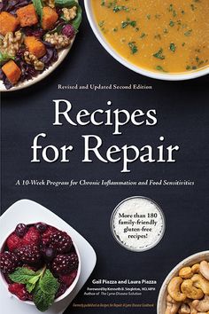 the cover of recipes for repair, featuring bowls of food and plates of soups