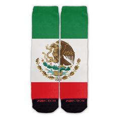 Show your national pride with these Mexican Flag pattern socks. These tube socks are made from a polyester blend with a black cotton toe cap. All socks are designed with an all over graphic print that won't crack or peel. Featuring an elastic cuff to create a tight, non-slip fit. Recommended for mens size 6-12. Machine washable, hang dry. Have more fun! ALL OVER PRINT -Plain white socks are boring! Our socks feature anall overprint to bring your feet to life! COMFORT AND BREATHABILITY-Our custom World Cup Socks, Dispersed Camping, Mens Novelty Socks, Galaxy Cat, Mexican Flag, Mexican Flags, Flag Pattern, Country Shop, Pattern Socks