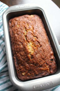 a loaf of banana bread in a pan