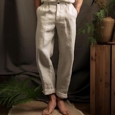 Season:Spring  Summer; Fabric:40% Linen; Gender:Men's; Style:Casual,Classic; Occasion:Going out,Daily,Office / Career,Vacation; Fit Type:Regular Fit; Function:Breathable,Comfortable; Waistline:Mid Waist; Pattern:Plain; Design:Straight Leg,Pocket; Pants Type:Summer Pants,Linen Pants,Trousers; Fly Type:Button,Zipper; Front page:FF; Listing Date:02/23/2024; Production mode:External procurement; Hips:; Length:; Waist: Brown Linen Pants, Mens Summer Pants, Pants Drawing, Mens Linen Pants, Pants Pocket, Pants Linen, Comfortable Office, Linen Men, Formal Pants