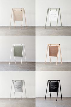 six different types of easels with writing on them