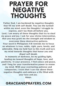 a prayer for negative thought is shown