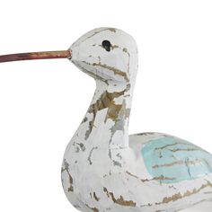 a white duck with a long neck and brown beak is standing in front of a white background