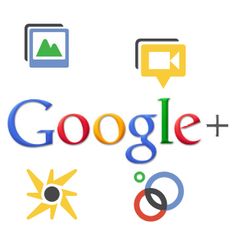 the google plus logo is shown with other icons