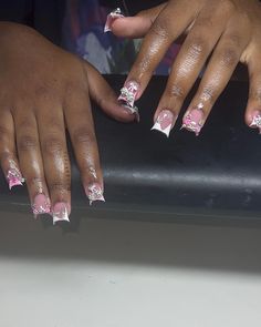 Duck Acrylic Nails, Baddie Shoes, Bedazzled Nails, Dope Wallpaper, Acrylic Nails Designs, Junk Nails, Acrylic Nail Set, Colored Acrylic Nails, Basic Nails