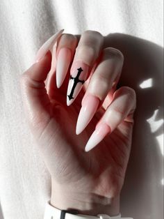 Basic Goth Nails, Victorian Goth Nails, Nude Goth Nails, Vampire Teeth Nails, Vampire Nails Aesthetic, Dracula Nails, Vampire Prom, Teeth Nails, Vampy Nails