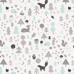 a white background with trees and animals on it