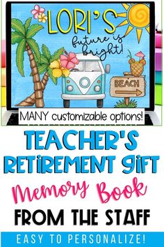 the teacher's retirement gift memory book from the staff easy to personalize and printable