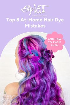 How To Dye Hair Multiple Colors At Home, Hair Dye Techniques At Home, Diy Hair Dye Techniques, Vivid Hair Color Placement, Creative Hair Color Placement, Purple Blonde Hair, Splat Hair Dye