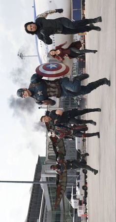 the cast of captain america is posing for a photo