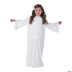 Surely a perfect addition for your next religious pageant or play, this white angel gown is absolutely beautiful. It is made from white polyester and sure to ... Nativity Costumes For Kids, Nativity Program, Halloween Girl Costumes, Kids Angel Costume, Christmas Danish, Christmas Play Ideas, Living Nativity, Mary Costume, Angel Costumes