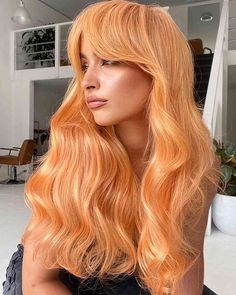 Pastel Peach Hair, Blonde Orange Hair, Peach Hair Dye, Orange To Blonde Hair, Pastel Orange Hair, Apricot Hair, Orange Hair Color, Yellow Blonde Hair, Unnatural Hair Color