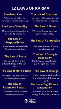 Laws Of Karma, 12 Laws Of Karma, Psychic Development Learning, Read People, Law Of Karma, Spiritual Psychology, Mental Health Facts, How To Read People, Energy Healing Spirituality