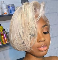 Blonde Bob Black Women Natural Hair, Short Blonde Bobs Black Women, Blonde Bob Black Women, Hair Journal, Bald Beauty, Braids Wigs, Cut Life, Human Hair Wigs Blonde