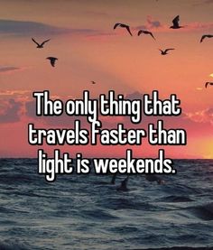 the only thing that travels faster than light is weekends with birds flying over water