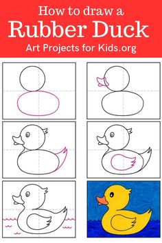 how to draw a rubber duck art projects for kids or toddlers with step by step instructions