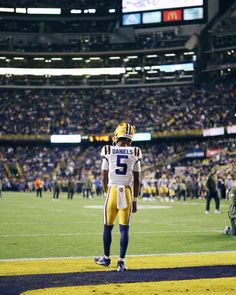 a football player is standing on the field