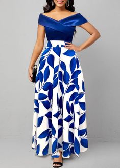 Package Contents : 1 X Dress Color : Dark Blue,White Printing Design : Plants Clothing Length : Maxi Back Length(inch) :XXSXSSMLXLXXL24.825.426.026.627.528.629.2Note: The inaccuracy is between 1 and 1.5 inches due to manually measurement.Sleeve's Length : Short Sleeve Neckline : Off Shoulder Sleeve Style : Body Sleeve Season : Summer Style : Elegant Occasion : Party Composition : 95% Polyester 5% Spandex Washing Instructions : Hand Wash/Machine Wash See More Fitted Light Blue Patchwork Dress, Blue A-line Dress With Patchwork, Fitted Blue Maxi Dress With Patchwork, Blue Patchwork Maxi Dress With Short Sleeves, Blue Floral Patchwork Short Sleeve Dress, Blue Dresses With Floral Patchwork And Short Sleeves, Blue Short Sleeve Dress With Floral Patchwork, Casual Blue Patchwork Dresses, Blue Sleeveless Patchwork Dress