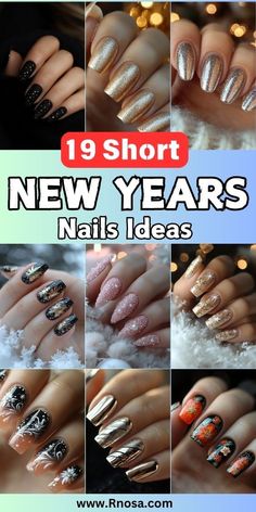 Looking for short yet stylish New Year’s nail ideas? These 19 designs are perfect for those who love practical yet chic nails. With metallic gold, matte black, and intricate floral patterns, these nails come in square and round shapes that suit any skin tone. Perfect for welcoming the New Year with a touch of elegance and ease on shorter nails. Nail Ideas Classy, Shorter Nails, Ring In The New Year, Chic Nails, Floral Patterns, Short Nails, Metallic Gold