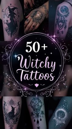 Discover 50+ enchanting witchy tattoos filled with symbolism and magical meanings! From moon phases to tarot cards, these designs channel spiritual energy and personal transformation. Perfect for mystics, these tattoos let you wear your magic on your skin and tell a story of empowerment, protection, and connection to the unseen. 🖤✨ Witchy Knuckle Tattoo, Witchy Feet Tattoos, Triple Moon Tattoo, Witch Tattoos, Witchy Tattoos, Mystical Tattoos, Tattoos Meaningful, Tarot Card Tattoo, Mark Tattoo