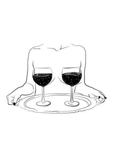 two glasses of wine are sitting on a plate with the man's torso visible