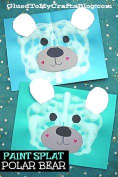 two polar bears made out of paper with the words paint splatt on them