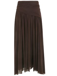 Tulle Long Skirt from Philosophy di Lorenzo Serafini Composition: 100% Polyamide | Philosophy di Lorenzo Serafini Women's Tulle Long Skirt in Brown | SS24 Tulle Long Skirt, Asymmetric Skirt, Lorenzo Serafini, Asymmetrical Skirt, Chiffon Skirt, Maxi Skirts, Iconic Women, Luxury Retail, Asymmetric Hem