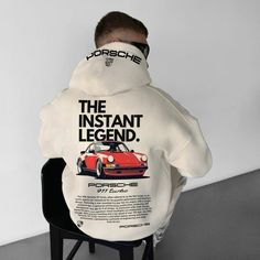 Porsche Hoodie, Hoodie Design Ideas, Minimal Shirt Design, Streetwear Tshirt Design, Sleeve Placket, Sweatshirt Oversized, Casual Home, Streetwear Tshirt, Pullover Designs