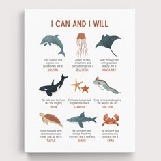 a poster with different types of sea animals