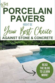 Why Porcelain Pavers Might Be Your Best Choice Against Stone and Concrete Pool Patio Pavers, Stone Pool Deck, Patio Under Decks, Outdoor Tiles Floor, Paver Deck, Bluestone Pavers, Porcelain Pavers, Pool Pavers