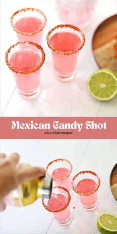 mexican candy shot with limes on the side