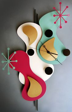 a clock made to look like abstract shapes