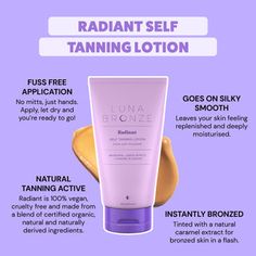 Radiant Self Tanning Lotion Self Tanning Lotion, Bronzed Skin, Self Tanning Lotions, Self Tanning, Self Tanner, Tanning Lotion, Natural Tan, Face Serum, Organic Ingredients