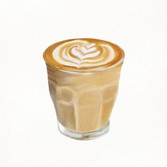 a painting of a cup of coffee on a white background