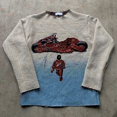 Tapestry Sweater, Red Motorcycle, Men's Sweaters, Mode Inspo, Printed Sleeves, Super Cool, Nice Tops