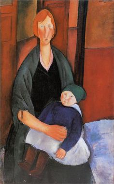 a painting of a woman holding a baby