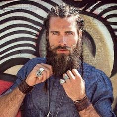 Braided Beard, Full Beard, Long Beards, Mens Braids, Corte De Cabelo Masculino