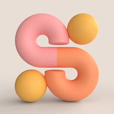 an orange, pink and yellow object with the letter g in it's center