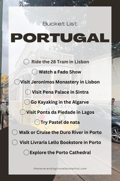 Portugal bucket list Portugal Elopement, Lisbon Bucket List, Vacation Portugal, Portugal Bucket List, Portugal Destinations, Porto Portugal Travel, Trip To Portugal