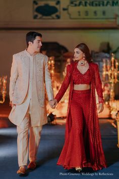 couple portrait, couple photoshoot, wedding photoshoot, bridal outfit, groom outfit, Red lehenga, bridal fashion, wedding photography, wedding photographer, sangeet night, sangeet look, bridal wear, couple poses, couple goals, portrait photography, bridal portrait, Indian wedding, sangeet night Red Sangeet Outfit, Sangeet Look For Groom, Cocktail Party Couple Poses, Sangeet Outfit For Couples, Sangeet Photography Poses, Bridal Sangeet Look, Cute Couple Indian Wedding Pictures, Wedding Reception Photoshoot, Sangeet Poses For Couple