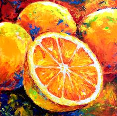 an oil painting of oranges and lemons