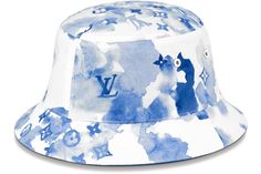 Louis Vuitton Bucket Hat Monogram Watercolor Blue in Cotton with Silver-tone Louis Vuitton Hats For Men, Lv Scarf Blue, Louis Vuitton Bucket Hat, Louis Vuitton Watercolor, Louis Vuitton Jeans, Bucket Hat Fashion, Jean Hat, Watercolor Monogram, Luxury Hats