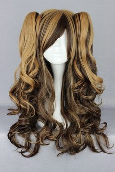 Lolita Harajuku style Long Curly Style Women Girl Lovely Cosplay Wig+Ponytail Hair Do For Medium Hair, Celebrity Long Hair, Easy Updos For Long Hair, Anime Wigs, Cosplay Hair, Kawaii Hairstyles, Anime Hair, Costume Wigs, Long Hairstyles