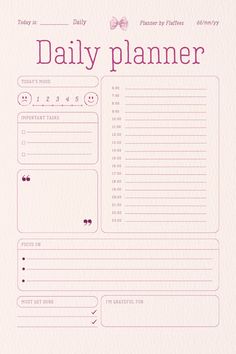 the daily planner is shown in pink