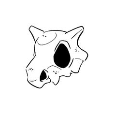 a black and white drawing of a cat's skull