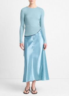 Buy Satin Raw-Edge Paneled Slip Skirt for USD 345.00 | Vince Fitted Silk Skirt For Fall, Fitted Bias Cut Bottoms For Night Out, Fitted Flared Skirt With Bias Cut, Sleek Silk Lined Skirt, Fitted Bias Cut Flared Skirt, Sleek Fitted Bias Cut Skirt, Fitted Bias Cut Skirt, Silk Fitted Asymmetrical Skirt, Fitted Silk Asymmetrical Skirt