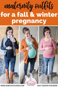 Easy stylish maternity outfits for any pregnancy. These outfits work for all seasons! #maternity #pregnancy #momlife #style #outfits